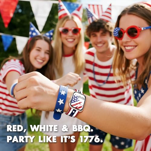 Image of wipalor 4th of July Band for Apple Watch Bands for Women Men 42mm 44mm 45mm 46mm 49mm, Cute Holidays Fourth of July iWatch Bands for iPhone Watch Bands Series 11 10 9 SE 8 7 6 5 4 3 Ultra-Patriotic