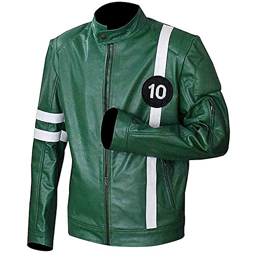Men's Green Ben-10 Adult Tennyson Alien Swarm Ryan Kelly Ultra Soft Synthetic Leather casual biker Jacket