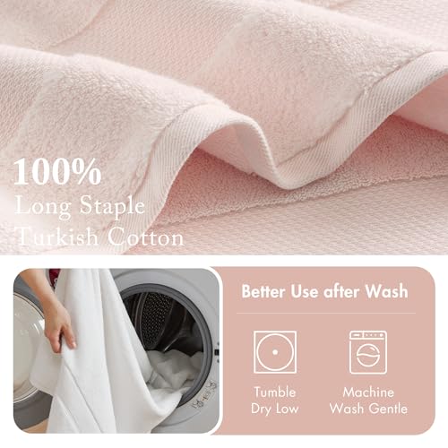Madison Park Turkish 100% Cotton 600Gsm Luxury Premium Thick Soft Absorbent Hotel Bathroom Towel Set Shower Hand Face Washcloths, Assorted Sizes, Blush 6 Piece by Madison Park - Image 4