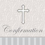 Creative Converting Devotion Cross Confirmation Beverage Napkins, Silver, 16 Count