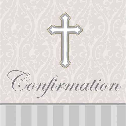 16-Count Confirmation Beverage Napkins, Silver Devotion Cross