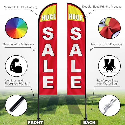 Image of MASTERCANOPY 12FT Tall Sale Feather Flag Pole Kit Red