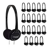 Koss KPH7 Lightweight Portable On-Ear Headphones Bundle (Black, 20-Pack)