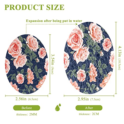 Image of Pink Rose Pastel Kitchen Sponges Floral Cleaning Dish Sponges Non-Scratch Natural Scrubber Sponge for Kitchen Bathroom Cars, pack of 3
