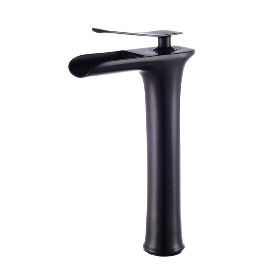 KK-Faucetkk- Black Waterfall Bathroom Sink Brushed Brass Cold Water Tap High with Hose Antique Retro Bathroom Tap Fitting for Bathroom Cold Hot Brushed Copper Sink Design Ceramic
