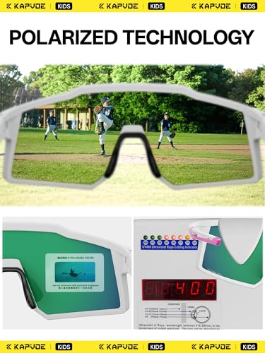 KAPVOE Kids Polarised Sunglasses Teenagers Riding Glasses Baseball Softball Tennis UV400 Protection TR90 Frames for Boys and Girls Sports Riding 03 — view 4