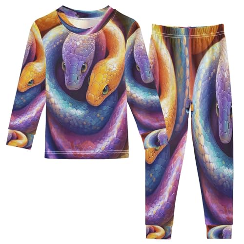 Pajama Sets Long Sleeve Colorful Abstract Snakes Pattern Soft Comfy Sleepwear 2 Piece PJS 3-8T