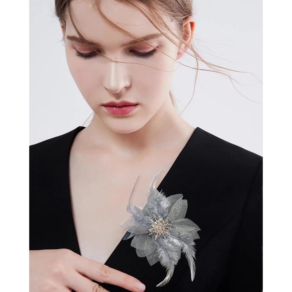 120Mm Broche Fleur Cristal Élégante Pour Femme Épinglette Organza Plumetis Pour Robe Costume Mariage Cérémonie Soirée Cocktail Accessoire Mode Tendance Style Bohème Chic Bijoux Romantique