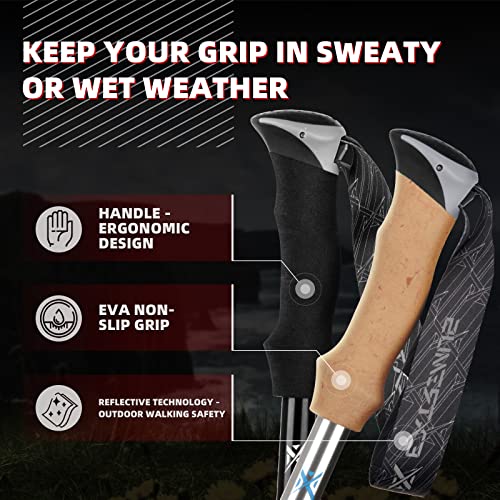 Extremus Ultralight Trekking Poles – One-Piece Construction Technology, 9.5 oz Aviation Aluminum Hiking Poles for Active Trekkers, Foldable Walking Hiking Sticks for Men Women