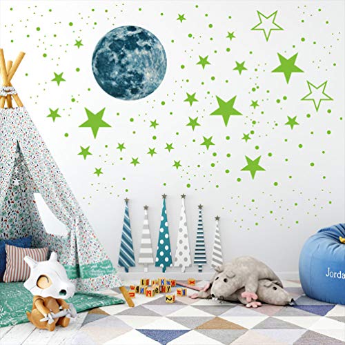 TOYANDONA Adesivos de parede com estrelas que brilham no escuro para decoração de teto de parede par