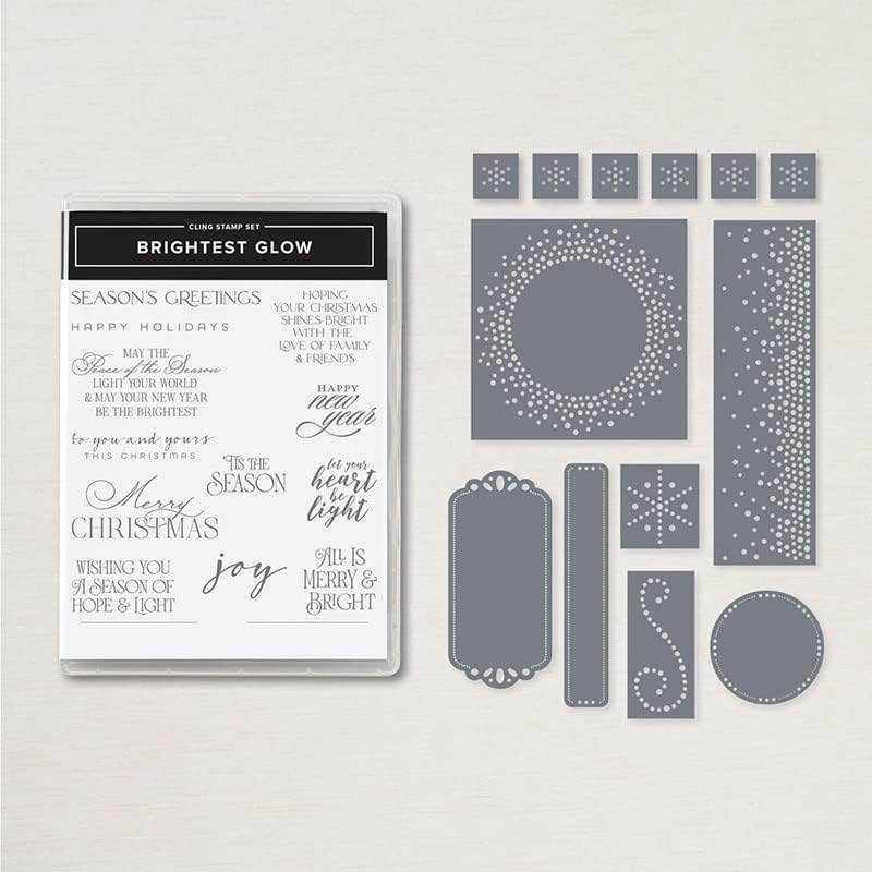 Miniatura 8 de InglésAlemánFrancés Brillo más brillante y etiquetas Aglow Sentiments Sello Scrapbooking Diseño de tarjeta Saludos Molde de cuchillas Plantillas de