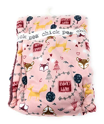 Chick Pea Baby Pink Deer Forest Soft Mink Printed Blanket with Sherpa Backing - Thumbnail 2
