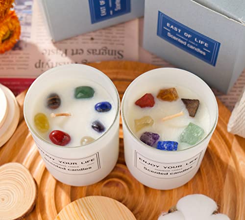 Healing Crystal Candles With 7 Chakra Stones Soy Candle For Meditation Jar Candle Spiritual Gift For Women Scented Manifestation Candle #TOP3