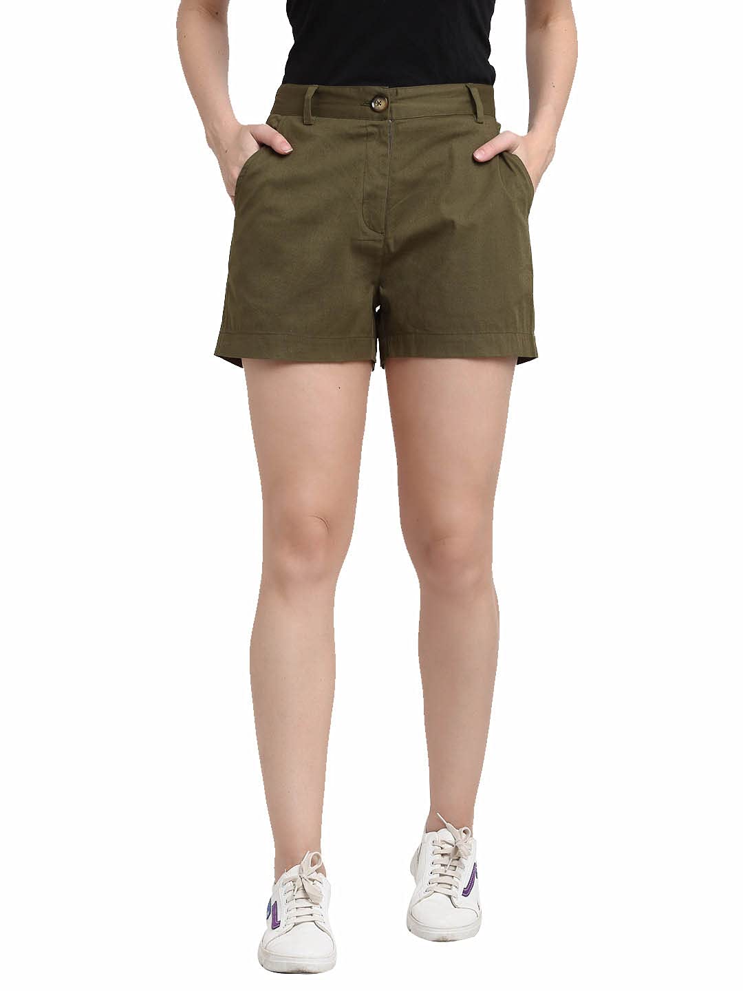 Solid Color Regular Cotton Short-image-32