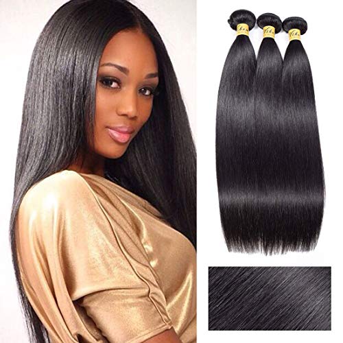 V SHOW Hair 14 16 18 Inches 8A Malaysian Virgin Hair Straight 3 Bundles Deals 100% Unprocessed Malaysian Straight Weave Bundles Natural Color 1B Human Hair Extensions