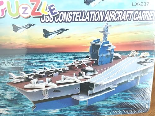Image of 3D DIY Building Puzzle, Aircraft Carrier, Ship, Naval Ship Model.
