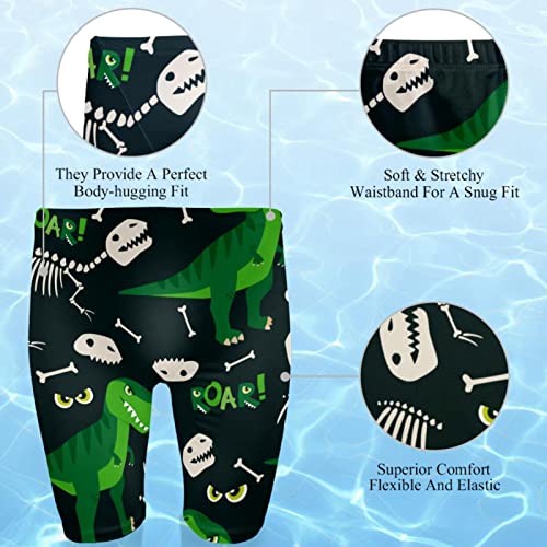 Bañador atlético de hombre con dinosaurios verdes para entrenamientos en la piscina 2