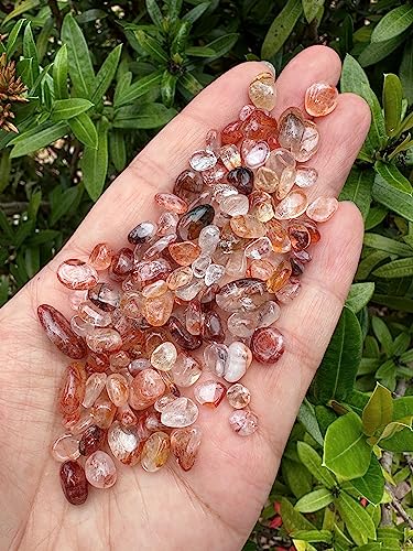 Image of 2 oz Lot Natural Semi Tumbled Fire Quartz Gemstone Chips, Crushed Mini Crystals, Undrilled Crystal Chips