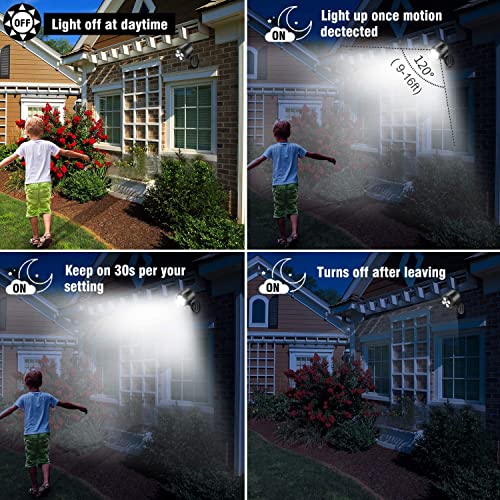 Outdoor Motion Sensor Light Battery Operated, Hotomely Ip65 Waterproof Ultra Bright Motion Sensor Outdoor Lights Head Adjustable With 8W 600 Lumen 6000K 4Leds For Garage Yard Porch And Patio (2 Packs) #TOP5