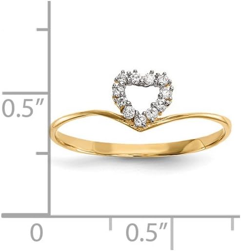 14K Yellow Gold CZ Cubic Zirconia Heart Ring - Image 2