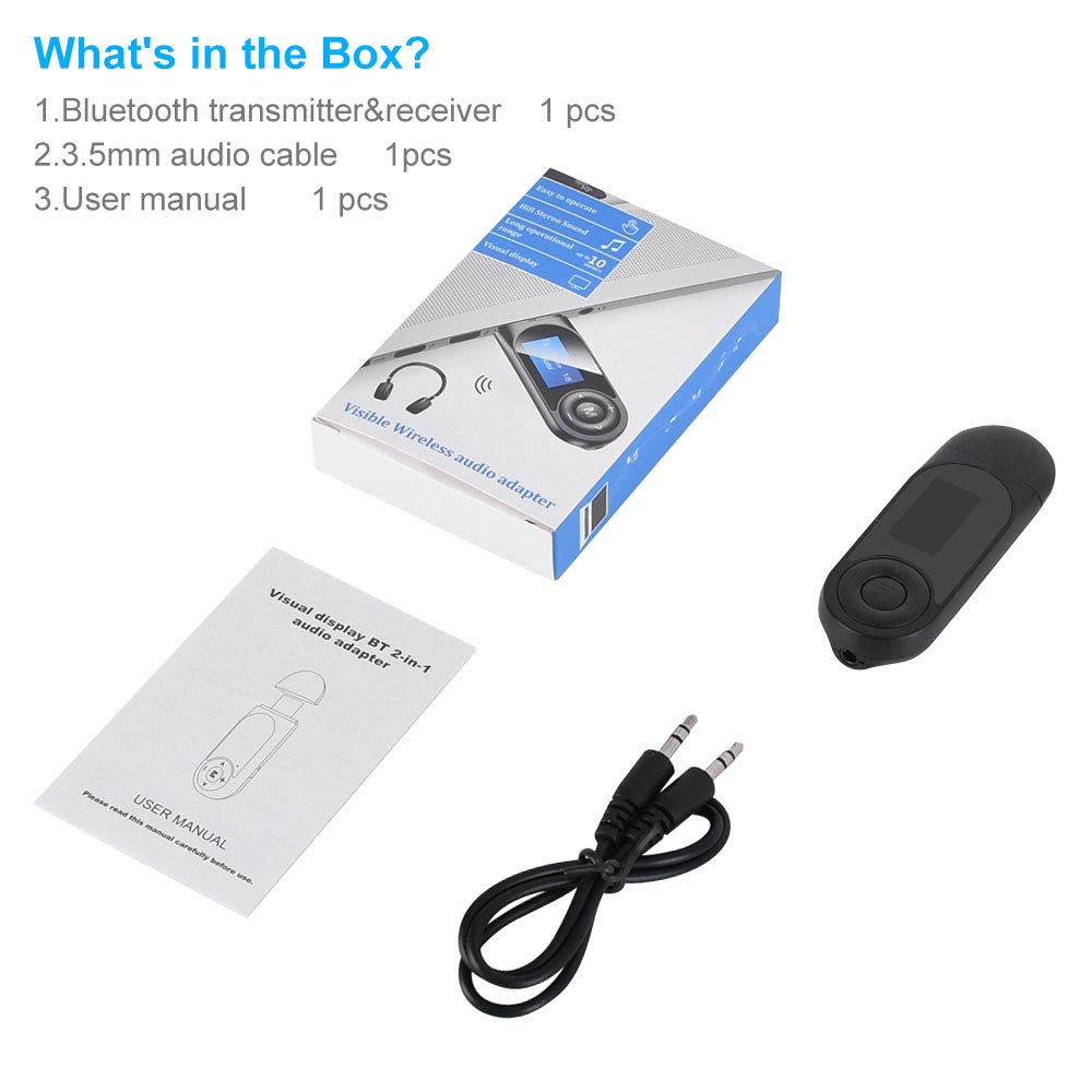USB Trasmettitore Ricevitore Bluetooth 5.0, Adattatore Wireless Audio con 3.5mm AUX per TV/PC/Cuffie/Altoparlanti/Auto, bluetooth aux chiavetta, bluetooth per auto, Microfono Integrato
