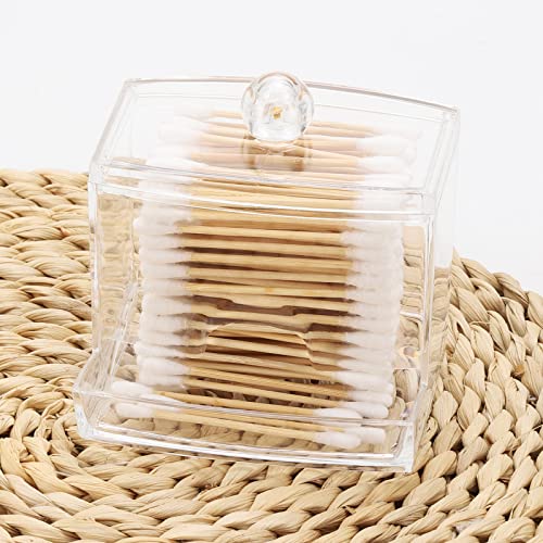 Image of Tbestmax 10oz Qtip Holder Dispenser Big Clear Bathroom Organizer Accessories Decor for Storage-Qtips Cotton Ball Holder Apothecary Jars, Cotton Swabs, Floss Container