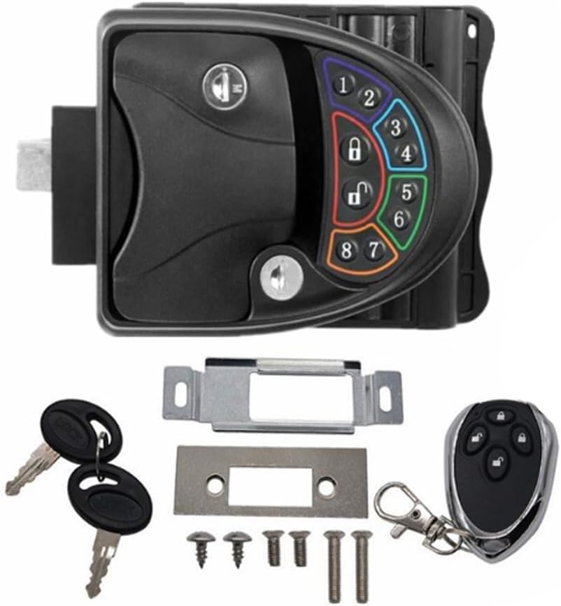 RV Keyless Entry Door Lock – Heavy-Duty Metal Camper Lock, 1 Remote Fob & 2 Keys, Fits 2.75" x 3.75" Lock Hole, Colored Keypad, Compatible with Travel Trailers, RVs, Buses, Yachts & Trucks,Left