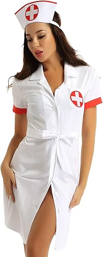 Miniatura 2 de Disfraz sexy de enfermera traviesa para mujer, disfraz de cosplay, vestido elegante, vestido acampanado con sombrero