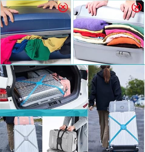 Image of 2PCS Bungee Luggage Straps - Adjustable Travel Belt for Suitcases & Carry On Bags - Black