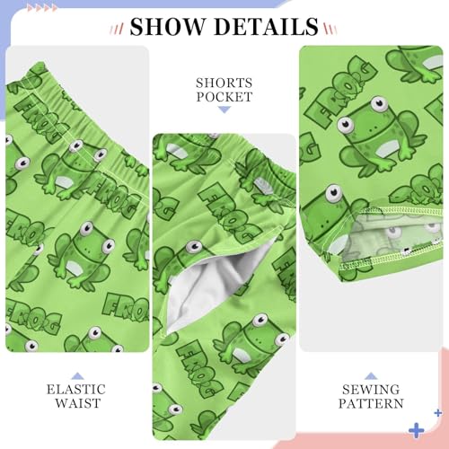 ZZXXB Lovely Frog Pattern Boys Long Pants Soft Trousers Elastic Waist Kids Lounge Bottoms with Pockets S-XL4