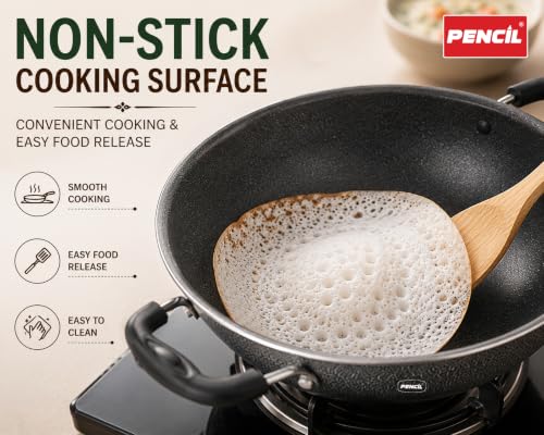 Image of Pencil Signature Non-Stick Appachatti /Appachetty with Steel Lid | Versatile Cookware for Perfectly Crafted Delights | Gas Top Compatible