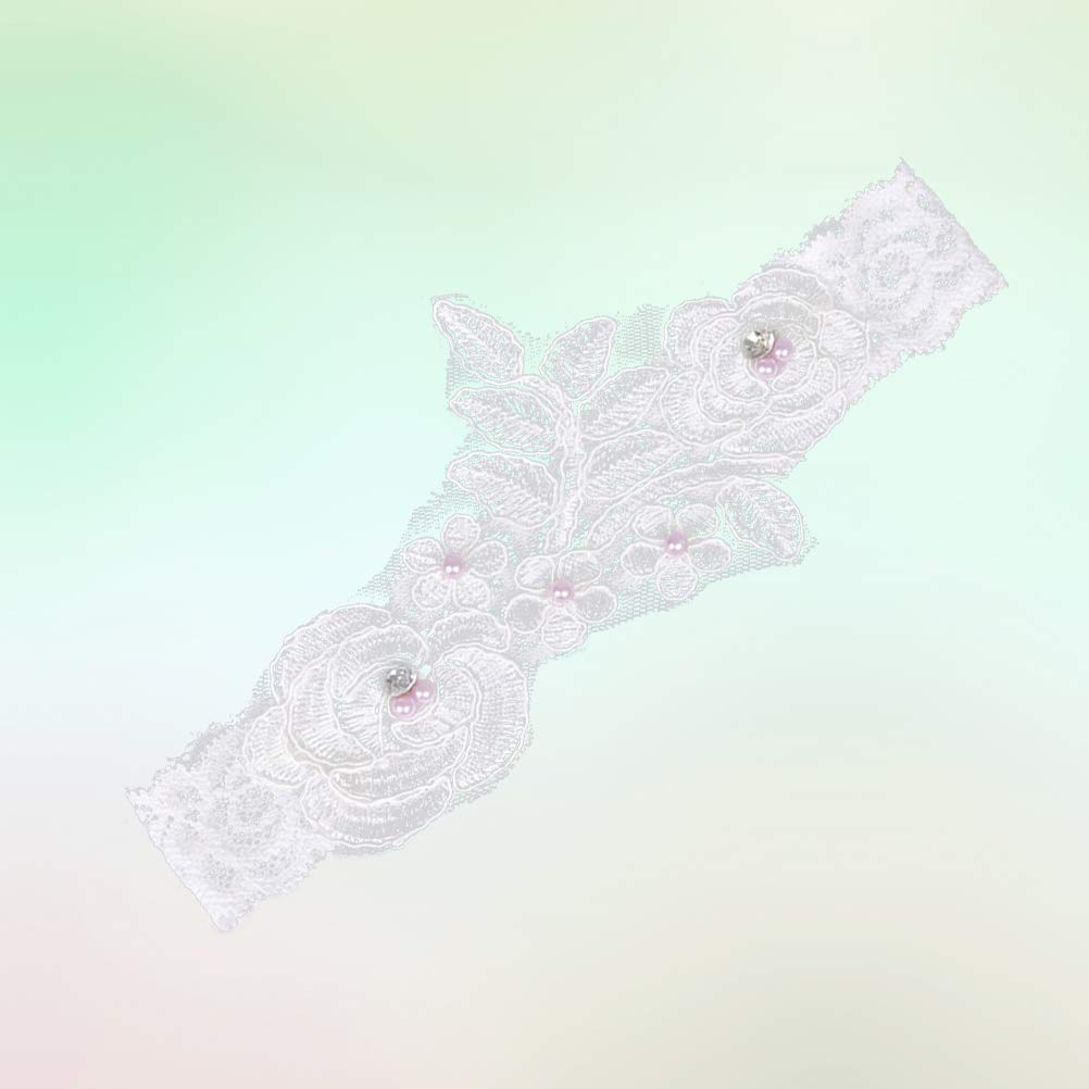 pas Western Wedding Panna młoda Pas do pończoch Koronka Kwiat perłowy Dekoracja stopy ślubnej Ozdoby kwiatowe (kolor: biały, rozmiar: jeden rozmiar) (biały jeden rozmiar)