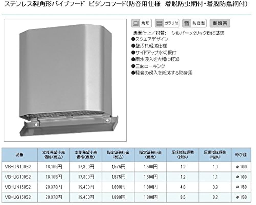 VB-XT100SA 2層菅用パイプフード 4個セット VB-XT100SA 2層菅