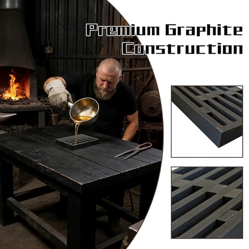 Graphite Ingot Crucible for Melting Metal - Long Strip Casting Mold for Metal Processing, Single Graphite Oil Trough Mold (6 Slots, Size: 4.33x3.15x0.59in)