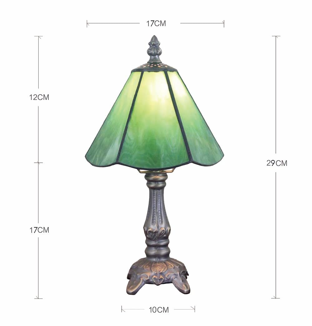 Lámpara de Mesa Estilo Tiffany de 6 Pulgadas, Lámpara de mesilla de noche de vidrieras verdes, lámpara de comedor, Mini Luz Nocturna de Vitral Vintage, [Sin bombillas]