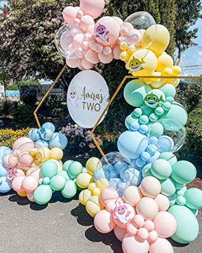 Pastel Balloon Garland Double Stuffed Pink Blue Balloons Different Sizes Matte Yellow And Green Balloon Arch Kit For Colorful Unicorn Princess Cocomelon Theme Birthday Baby Shower Party Decoration #TOP5