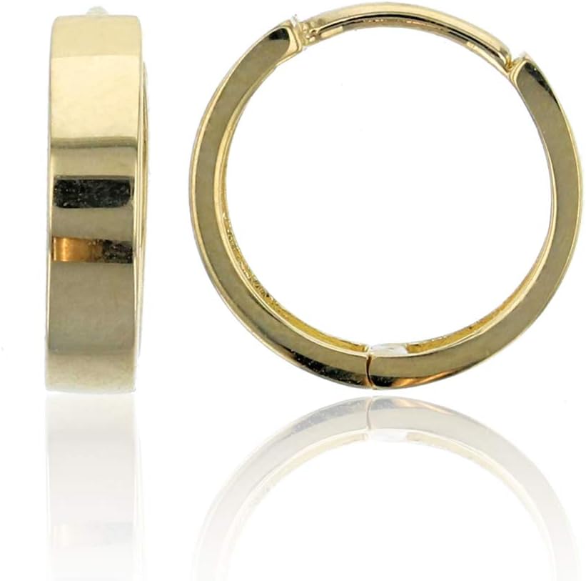 Solid 14K Yellow or White Gold High Polished Huggie Hoop Earrings For Women | 3x12mm | 14K Gold Huggie Earrings