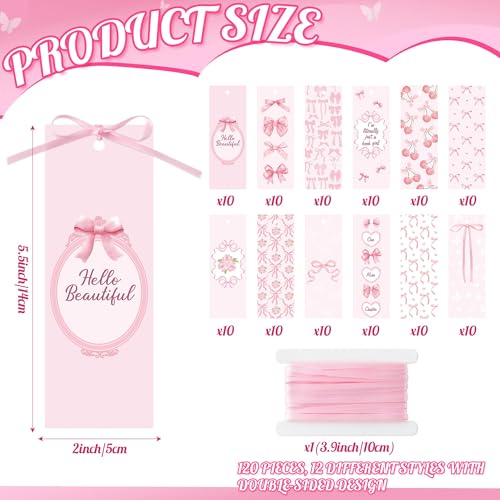 120pcs Pink Bow Bookmarks for Women - Bulk Reading Gifts & Supplies - Image 2