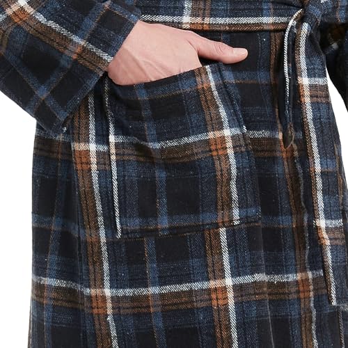 Men's Soft Microfiber Flannel Bathrobe - Scottish Plaid Robe with Shawl Collar Lightweight for Unisex3