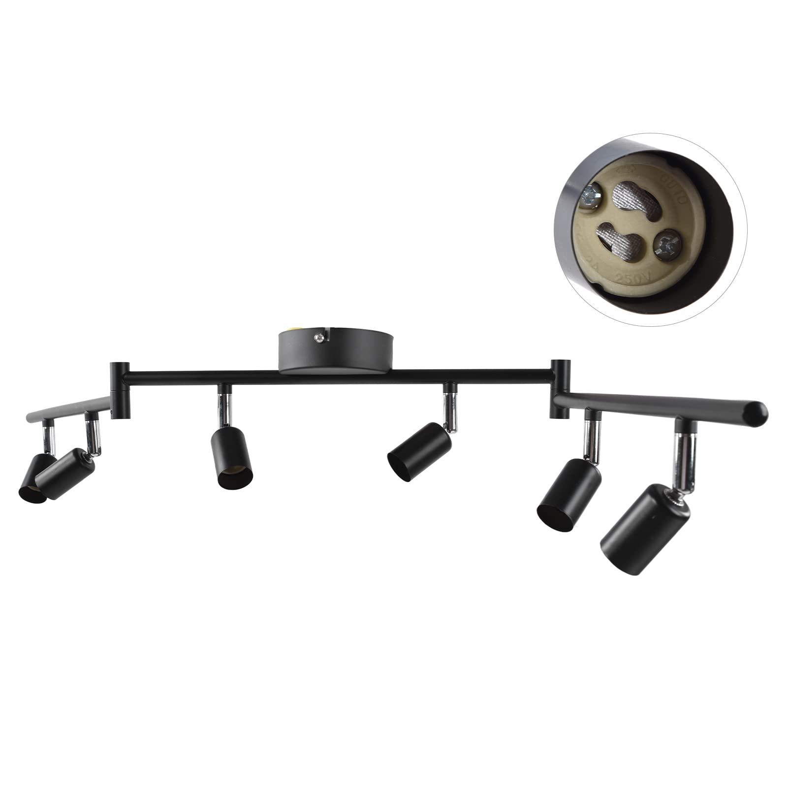 6 Way Ceiling Spotlight GU10 Base Track Lighting Kit for