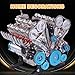 8-Cylinder Full Metal Car Engine Model, 2025 New V8 Engine Model Kit That Works, DIY Engine Building Kit for Kids & Adults, Educational Engineering Toy for Car Enthusiasts (4-Cylinder)