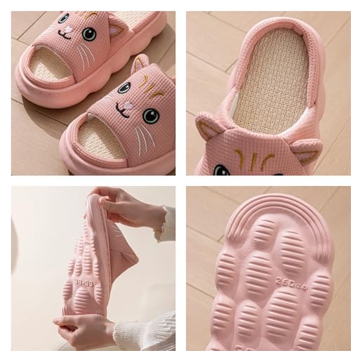 Cute Kawaii Multi Colored Cat Linen Slipper Non-Slip Indoor Slipper2