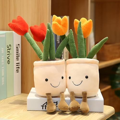 Image of Tickles Tulip Flower Pot Soft Stuffed Plush Pillow Toy for Kids Boys & Girls Birthday Gifts (Size: 30 cm Color: May Vary)