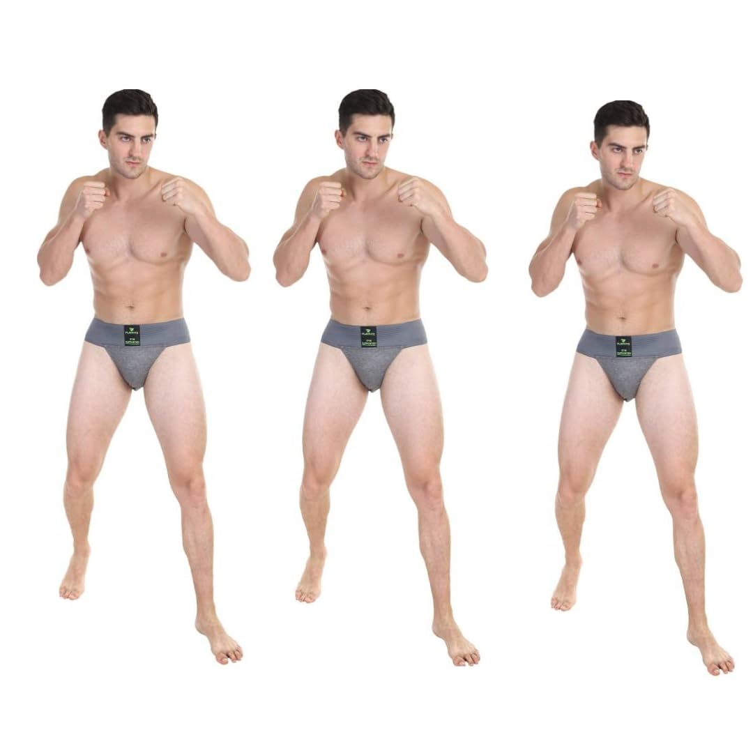 PLAYFITZ Tokyo Men's Gym Supporter – Stretchable Cotton Sports Underwear for Men for Cricket, Running, Workout & Gym | Quick Dry, Moisture Wicking, Breathable Athletic Innerwear Briefs – Black