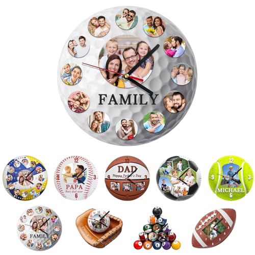 Reloj de pared personalizado, reloj personalizado con imagen, reloj de pelota deportiva silencioso personalizado, adecuado para sala de estar, dormitorio infantil, regalo de cumpleaños y Navidad