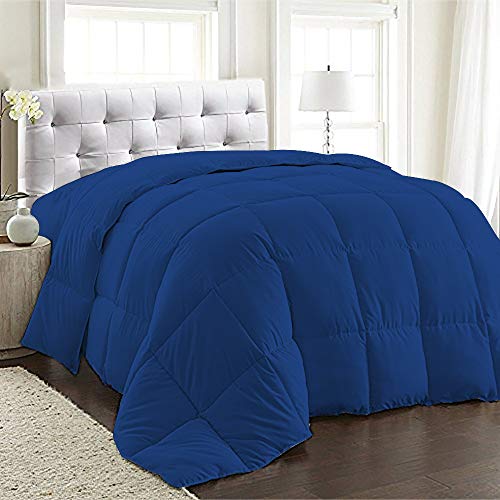BedDecor 500 GSM Down Alternative Super Soft Premium Quality Microfiber Filling Comforter 600TC Solid 100% Egyptian Cotton (Royal Blue,California King)