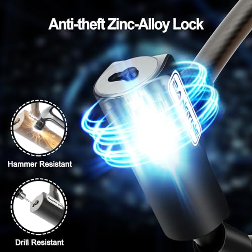 Bangting Candado para patinete eléctrico, 120 cm/12 mm, alta seguridad, cable con 2 llaves para scooter/electrónico/bicicleta/motocicleta/nino/coche - imagen 7