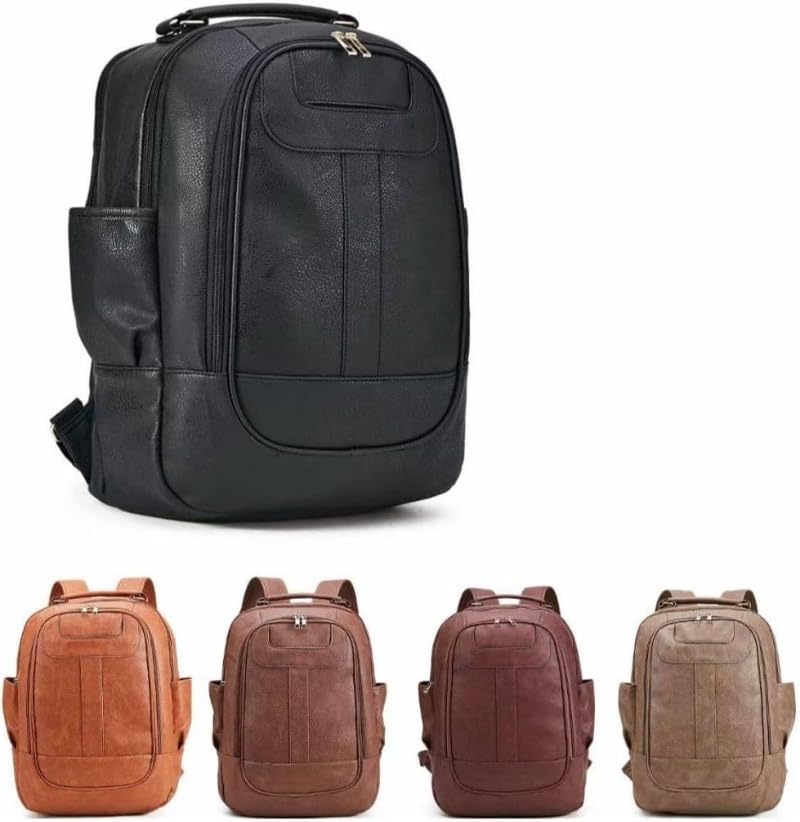 Mochila feminina em couro sintético, tamanho grande, ideal para escola, trabalho e viagens. (Aleatorio)