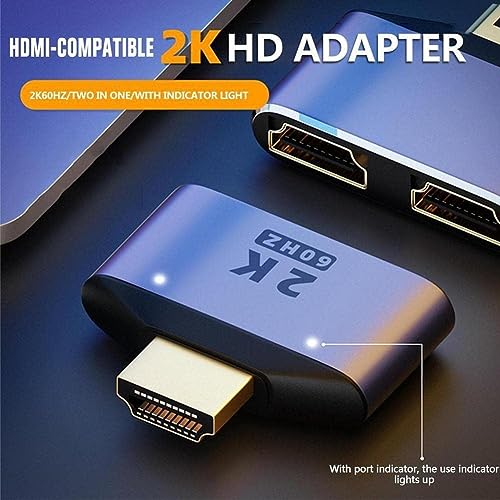 Image of Etzin HDMI 1 in 2 Out Splitter Adapter 2K@60hz hdmi 2 in 1 HD Display Bi-Directional Selector Switcher 1 Male to 2 Female Connector,with LED Light-EPL-1068TC.