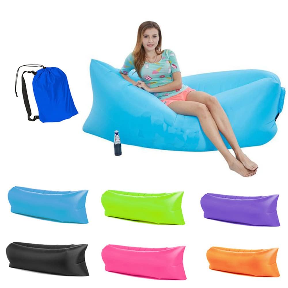 Aufblasbares Luftsofa, wasserdicht, auslaufsicher, tragbare Liege für Camping, Strand, Wandern, Poolpartys (Orange, 200 x 70 cm)